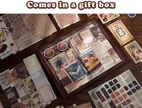 Draupnir Vintage Scrapbook Kit(346pcs), Bullet Junk Journal Kit with Journaling/Scrapbooking Supplies, Stationery, A6 Grid Notebook with Graph Ruled Pages, DIY Gift for Teen Girl Kid Women - Vintage - Image 6