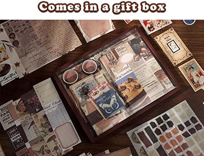 Draupnir Vintage Scrapbook Kit(346pcs), Bullet Junk Journal Kit with Journaling/Scrapbooking Supplies, Stationery, A6 Grid Notebook with Graph Ruled Pages, DIY Gift for Teen Girl Kid Women - Vintage - Image 6