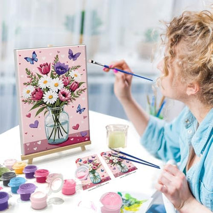 ATDMS Paint by Numbers Kit for Adults with Easel Flowers Paint by Number with Frame Floral Paint by Number with Easel DIY Acrylic Oil Painting Kits for Gift Home Wall Decor 8x12 Inch - Image 3