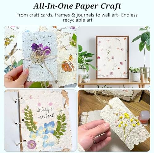 Aboofx Paper Making Kit, A5 & A6 Size Paper Making Screen Frame Kit, Wooden Mold and Deckle with Mesh, Absorbent Papers, Sponge and Confetti, DIY Handmade Papers Making Supplies Gift for Craft Lovers - Image 2