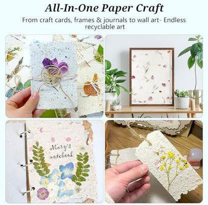 Aboofx Paper Making Kit, A5 & A6 Size Paper Making Screen Frame Kit, Wooden Mold and Deckle with Mesh, Absorbent Papers, Sponge and Confetti, DIY Handmade Papers Making Supplies Gift for Craft Lovers - Image 2