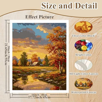 Paint by Numbers Kit for Adults Landscape, Adult Paint by Number 16x20 Inch - Image 4