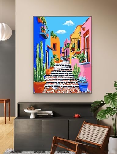 ZRIZQ Paint by Numbers Kit for Adults Beginner,Cityscape Cactus,16x20 - Image 6