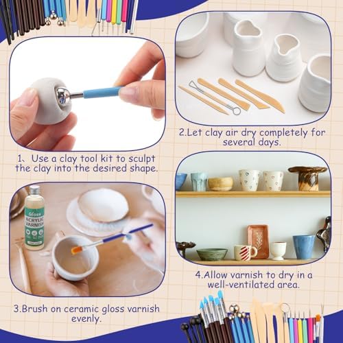 Yoonotee 2.2 Lbs Air Dry Clay for Adults with 26 Pcs Sculpting Tools Kit - Image 4
