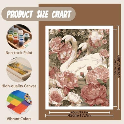 XTCIXAL Paint by Numbers Kit for Adults, Swan, 16X20 Inch - Image 4