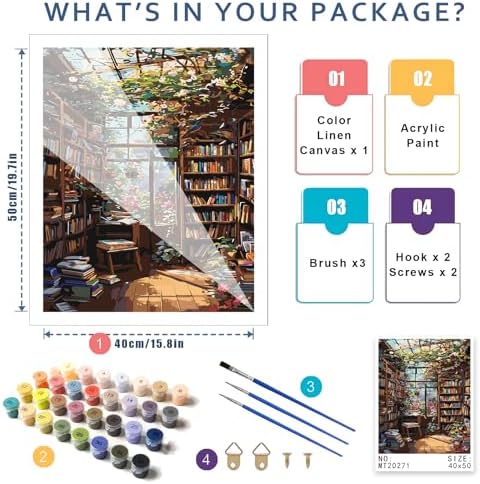 Bookshelf Paint by Number for Adult, Paint by Numbers for Adults Landscape - Image 2