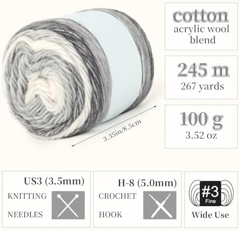 Aeelike Cake Yarn for Crocheting, Soft Ombre Crochet Yarn, Ink Gradient - Image 4