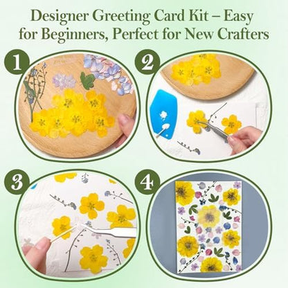 CuLitt Gardener Designer DIY Natural Flower Greeting Card Making Kit, 5 Blank Cards with Preserved Dried Flowers & All Supplies for Birthday, Mother's Day, Wedding, Thank You & Holiday Gifting - Image 4