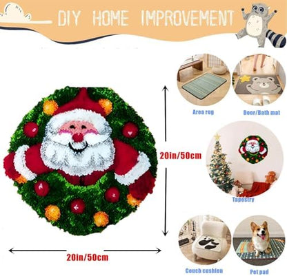 Latch Hook Kits for Adults - DIY Latch Hook Rug Kits, Crochet Kit for Beginners, Rug Making Kits with Printed Canvas, Gift Packaging. (Father Christmas, 20x20 inch) - Image 5
