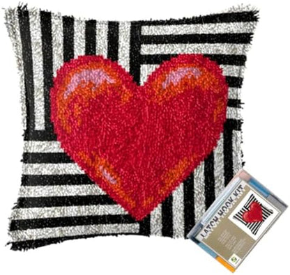 Red Heart Latch Hook Kits for Adults Beginners, Pre-Printed 17“ X 17" by EMISTEM