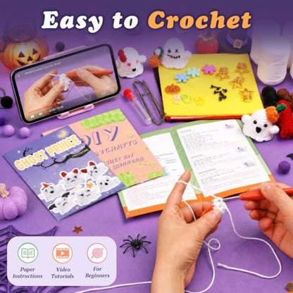 Pnytty 12Pcs Ghost Family Crochet Kit for Beginners, Crochet Starters Kits - Image 4