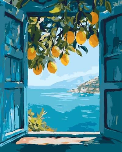GEMOUJ Lemon Tree Paint by Numbers Kit for Adults,DIY Paint by Number Kit on Canvas for Window Seaside Home Wall Decor Art Canvas Acrylic Paints Crafts 16 x 20 Inch by Unknown