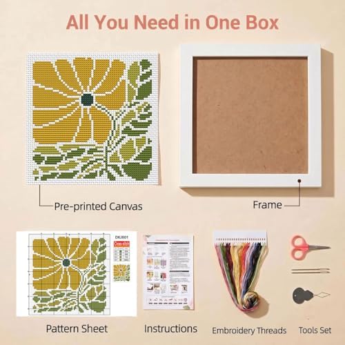WUSARPLY Plants Stamped Cross Stitch Kits for Beginners Adults with Framed - Image 2