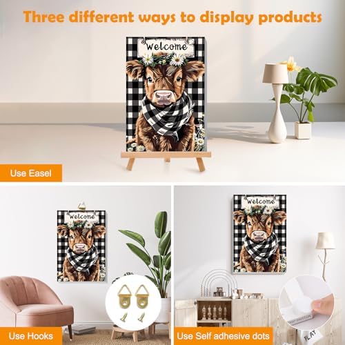 MOGTAA Cow Paint by Numbers Kit for Adults Beginners with Frame, Flowers Adult Paint by Number Kits on Canvas with Easel, Easy DIY Animal Oil Painting Kits for Home Decor, 8x12in - Image 3