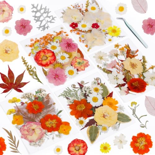 Resiner Dried Flowers for Crafts, 100Pcs Vintage Pressed Flowers by Resiners