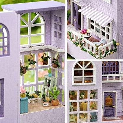 Spilay Dollhouse DIY Miniature Wooden Furniture Kit,Mini Handmade Doll House with LED,1:24 Scale Creative Woodcrafts for Adult Friend Lover Birthday Gift D32 - Image 6