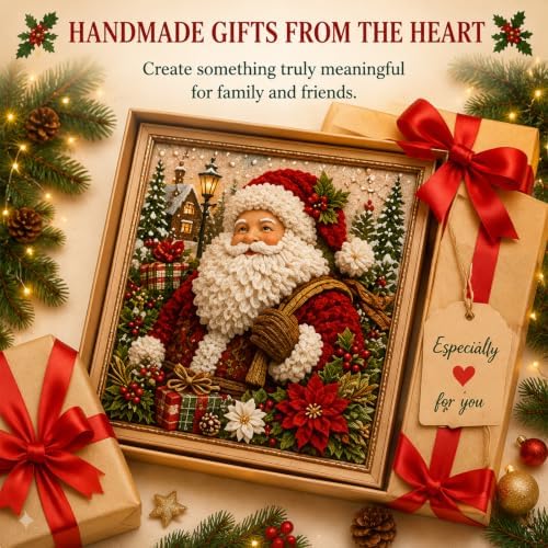Trmonol Christmas 3D Fabric Poke Art Kit, DIY Christmas Craft Kit, Handmade Fabric Poke Art Kit for Adults and Beginners, Create Cozy Holiday Magic，Vintage Christmas Tree Sampler - Image 3