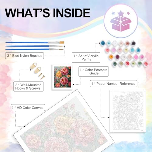 Paint by Numbers Kit for Adults, Peony Flowers Number Painting Canvas Kit - Image 4