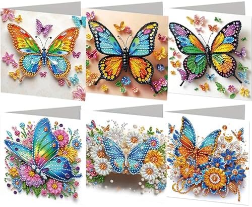 jinglinhh 6pcs Diamond Art Painting Butterfly Daisy Flowers Greeting Cards with Envelopes, DIY Card Making Kits for Adults, Diamond Art Postcards Christmas Cards Craft Gifts by Unknown