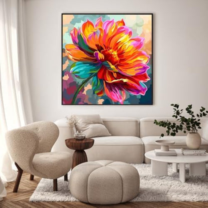 Framed Paint by Numbers Kit for Adults, Colorful Flower, 10 x 10 Inch - Image 2