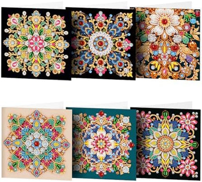 Diamond Art Greeting Cards Kit for Adults-6Pcs Diamond Art Cards Special Shaped Diamond Painting Greeting Card Arts Crafts for Christmas Birthday Thanksgiving Day Holiday (Mandala) by Unknown
