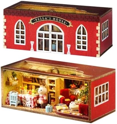 DIY Miniature Dollhouse Kit, Creative Wooden Doll House Craft Model with LED and Furniture for Christmas Birthday Gift (QH001) by TOPBSFARNY