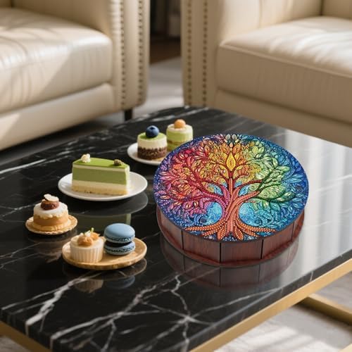 DIY Diamond Painting Fruit Bowl Storage Box, Tree Decorated Tray Diamond Painting Craft Set, for organising Desk Items, a Versatile and Creative Handmade Gift - Image 7