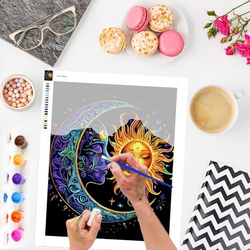 Lxmsja Moon Paint by Numbers Kit for Adults, Sun Acrylic Paint by Numbers for Adults Beginner, DIY Craft Supplies Oil Painting Kits for Home Wall Decor 16x20 inch (No Frame) - Image 2