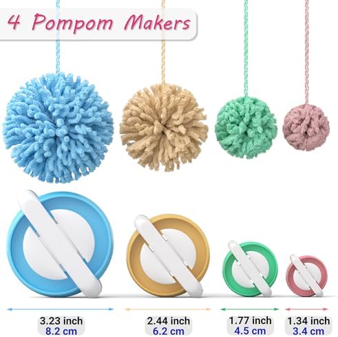 READAEER Knitting Loom Kit with Pompom Maker, Round Knitting Loom for Hat, Rectangular for Blanket Scarf Shawl, Knitting Loom Kit for Beginner - Image 3