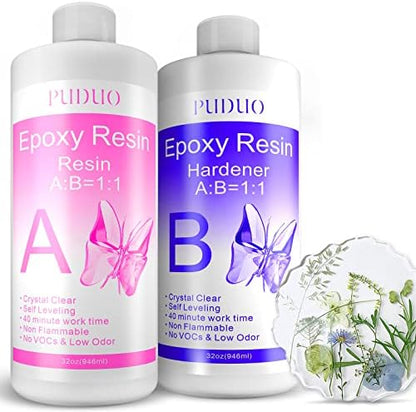 Puduo Epoxy Resin Clear Kit 64 OZ by PUDUOResinWorld