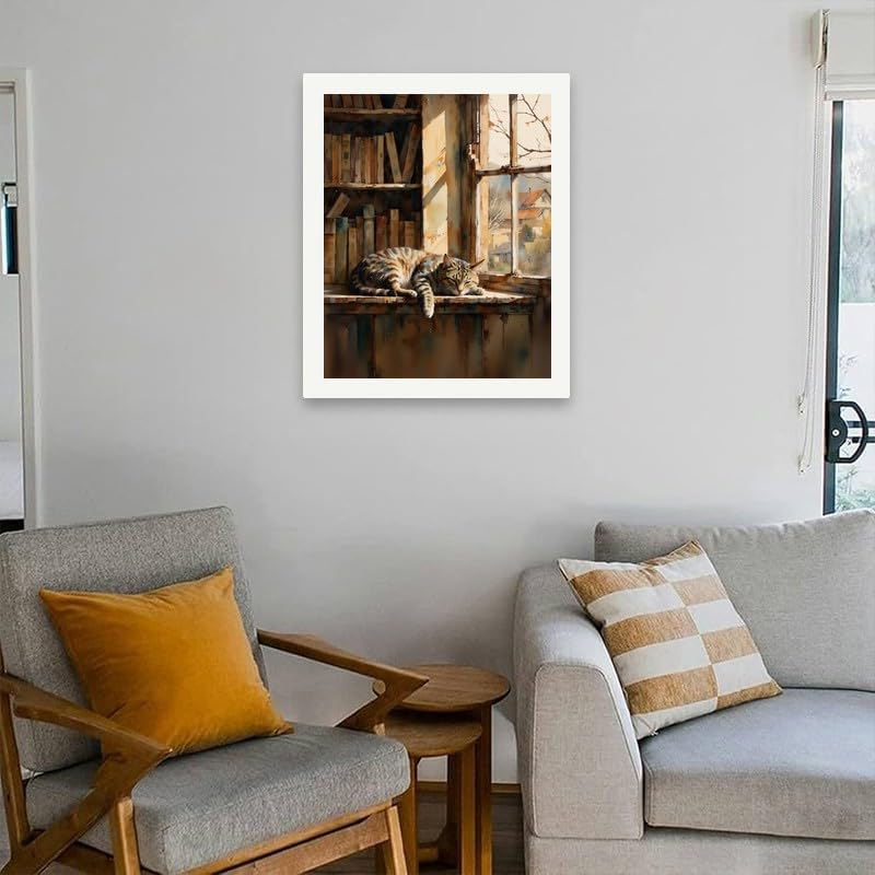 TAOPAOLAB Cozy Home Paint by Numbers Kit for Adults - DIY Sleeping Cute Tabby Cat Painting on Canvas 16x20 Inches, Acrylic Paint Set, Suitable for Beginners, Art for Home Decoration or Gifts - Image 4