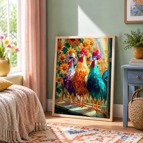NXIKYO Chicken Paint by Numbers Kit for Adults Beginner, Three Roosters Adult Paint by Number Kits on Canvas, DIY Acrylic Oil Easy Painting by Numbers for Home Wall Decor 16 X 20 inch (Without Frame) - Image 3