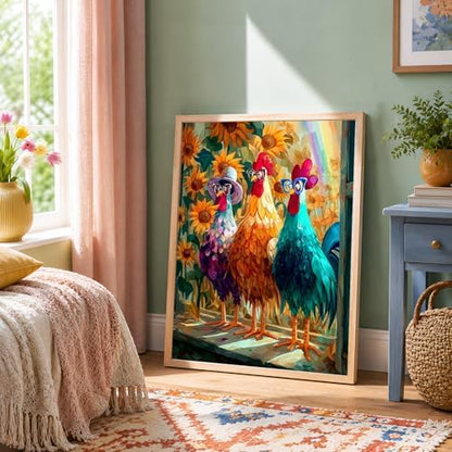 NXIKYO Chicken Paint by Numbers Kit for Adults Beginner, Three Roosters Adult Paint by Number Kits on Canvas, DIY Acrylic Oil Easy Painting by Numbers for Home Wall Decor 16 X 20 inch (Without Frame) - Image 3