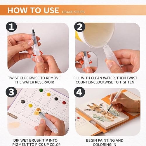 2026 Breathly Stress Relief Watercolor Books Painting Kit, All-in-One DIY Watercolor Art Kit, Paint-with-Water Portable Painting Art Book with 12-Color Pigment Dot Card & Water Brush Pen, Tri-Fold Pocket Painting Set, Relaxing Creative Kit for Beginner... - Image 6