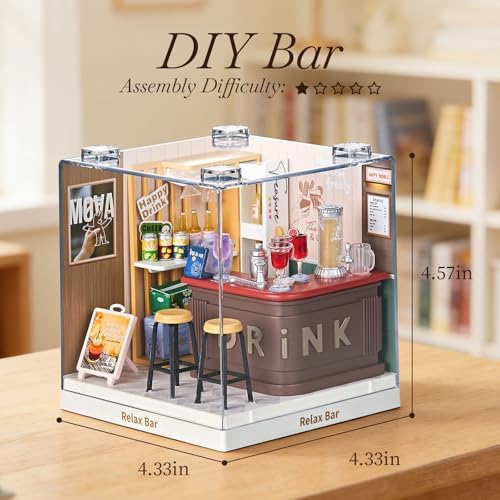 Super Mini Miniature Lounge Bar DIY Kit with Acrylic Display Case - Image 2