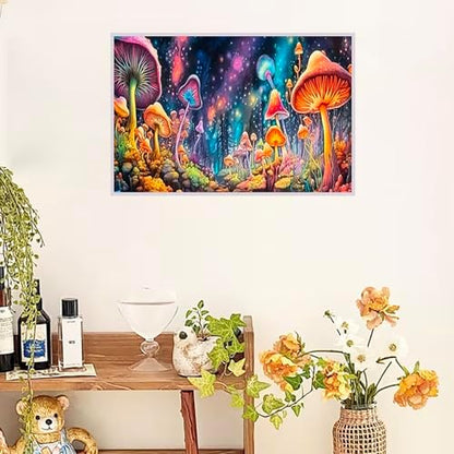 MaiMMaledy Paint by Numbers Kit for Adults Beginners 8Wx12L inch Canvas Pictures with Framed Drawing Painting Acrylic Pigment with Wooden Triangle Easel Colorful Magic Mushroom - Image 5