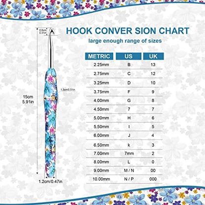 BCMRUN Crochet Hooks Set,14 Size 2.25mm(B)-10mm(N) Extra Long Crochet Needles Ergonomic Handle Smooth Hooks Knitting Needles Kit, DIY Knit Needles Weave Yarn Set, Christmas Crochet Gift (Blue) - Image 2
