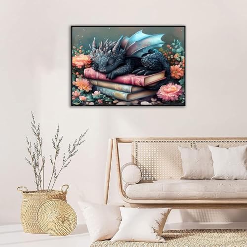 Dragon Stamped Cross Stitch Kits for Beginners Adults, Flower Book Dimensions Needlepoint Art Crafts,Counted Cross Stitch Kits Embroidery Kits for Beginners Adults for Home Decor 15.7X11.8inch - Image 4