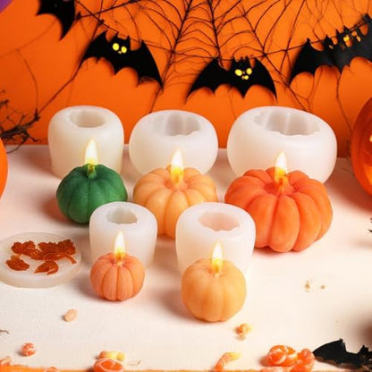 MGLIFEUL 6 pcs Large Halloween Pumpkin Maple Leaf Silicone Candle Mold - Image 7