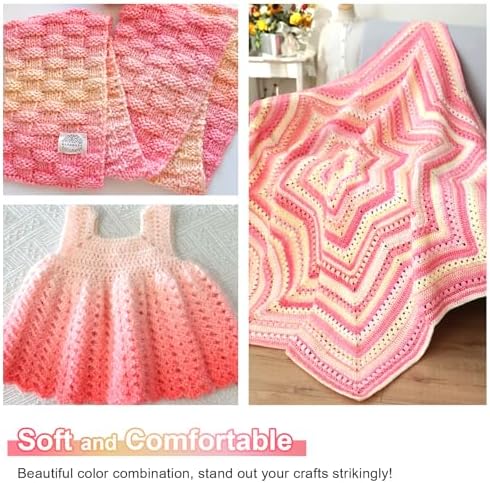 Aeelike Cake Yarn for Crocheting, Soft Ombre Crochet Yarn, Pink Yellow - Image 2