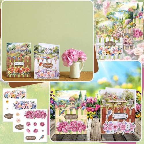 Gueevin 18 Set Flower Petals Picket Fence Card Making Kit with Foam - Image 6