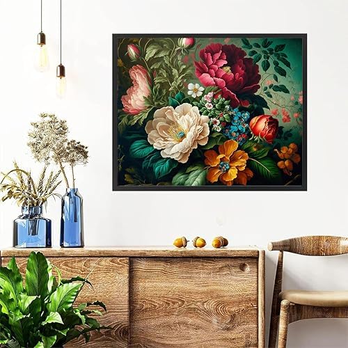Peony Paint by Numbers for Adults with Framed Canvas - with Wooden Easel - Image 4