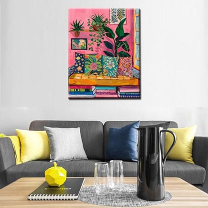 Bohemian Paint by Numbers Kits for Adult Beginners pink Background Paint by Numbers books Painting Acrylic Pigment Kits Abstract Watercolor Perfect for Gift Home Wall Decor DIY Framed 16x20 Inch - Image 4