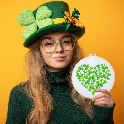 BEUNITONE 4 Set Lucky Clover Pattern Embroidery Kit for Adult Beginners - Image 7