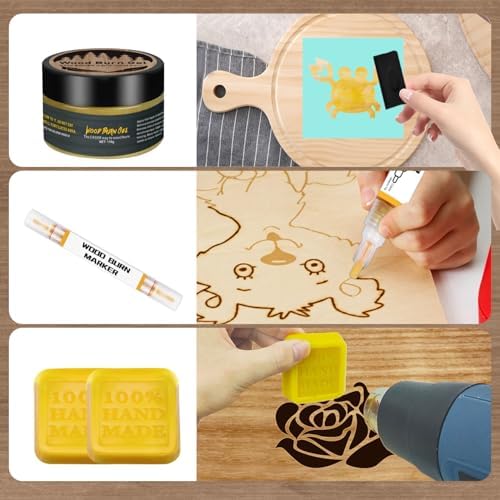 EIGTWEN 11pcs Wooden Burning Paste Kit, 4oz Heat-Activated Burn Gel - Image 3