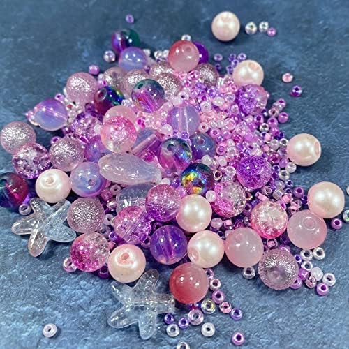 Assorted Glass Resin Beads Multi Size Colors Smooth Cracked Gravel Millet Spacer Beads for Bracelets Necklace Earring DIY Jewelry Making Craft(Sakura Pink Series) - Image 5