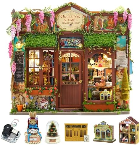 CUTEROOM DIY Miniature House Kit-Fairy Tale Kingdom, Tiny Dollhouse Wooden Furniture Kit, Mini DIY Craft Kits Creative Room for Decoration Family Friends by CUTEROOM