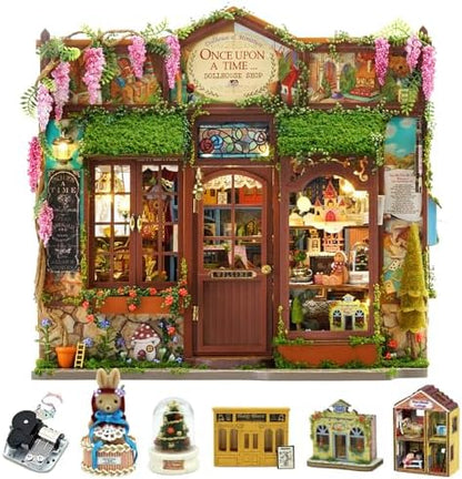 CUTEROOM DIY Miniature House Kit-Fairy Tale Kingdom, Tiny Dollhouse Wooden Furniture Kit, Mini DIY Craft Kits Creative Room for Decoration Family Friends by CUTEROOM