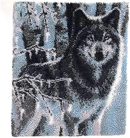 ZFFLYH Large Latch Hook Kits for Adults Rug, 3D Tapestry Yarn Needlework Cushion Making Crafts, Snow Wolf (43X34.5Inch/109X88cm) by ZFFLYH