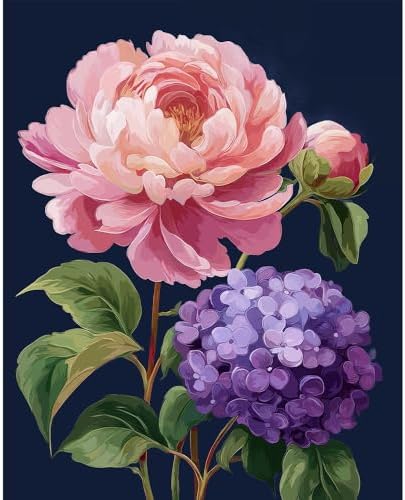 Natuyalo Flowers Paint by Numbers Kits for Adults, Pink and Purple Flowers Painting by Numbers Kits for Beginner, Adult Acrylic Kits on Canvas Home Wall Decor 16x20 inch by Natuyalo